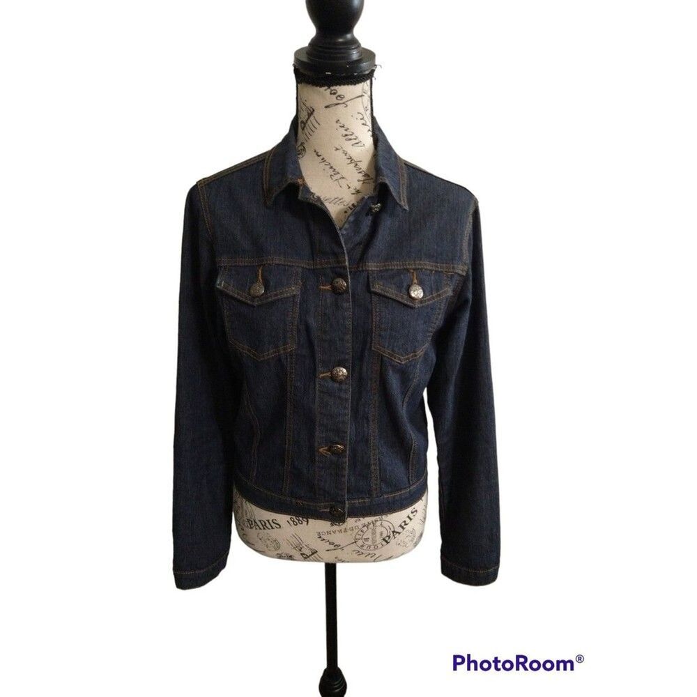 AQ Denim Jacket Small Blue boho Y2K Classic Distressed